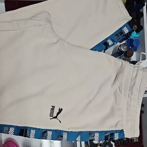 Puma Cream Joggers with Blue Highlights